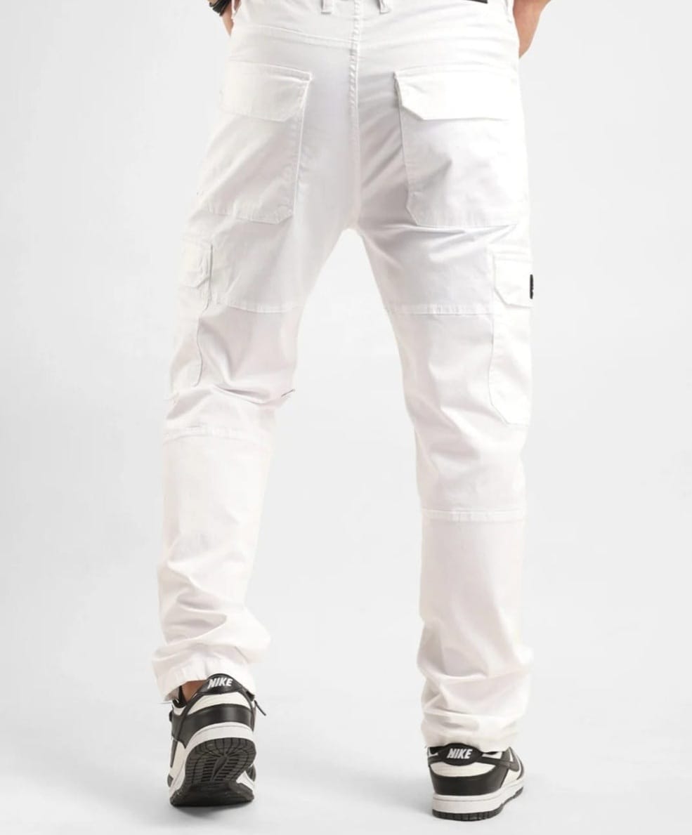 Men’s White Cargo Pants – Classic Straight Fit Utility Wear