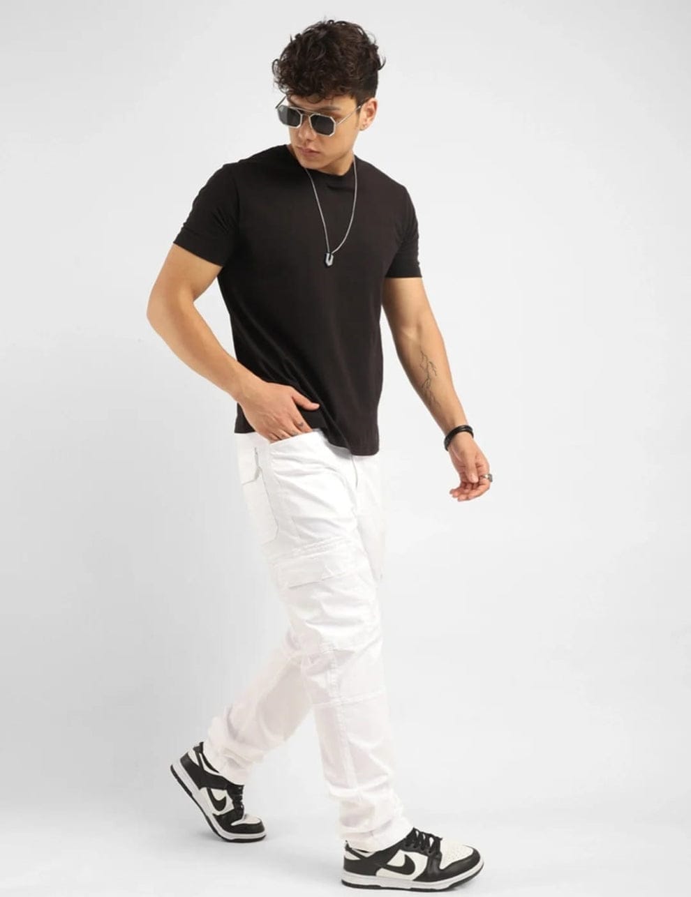 Men’s White Cargo Pants – Classic Straight Fit Utility Wear