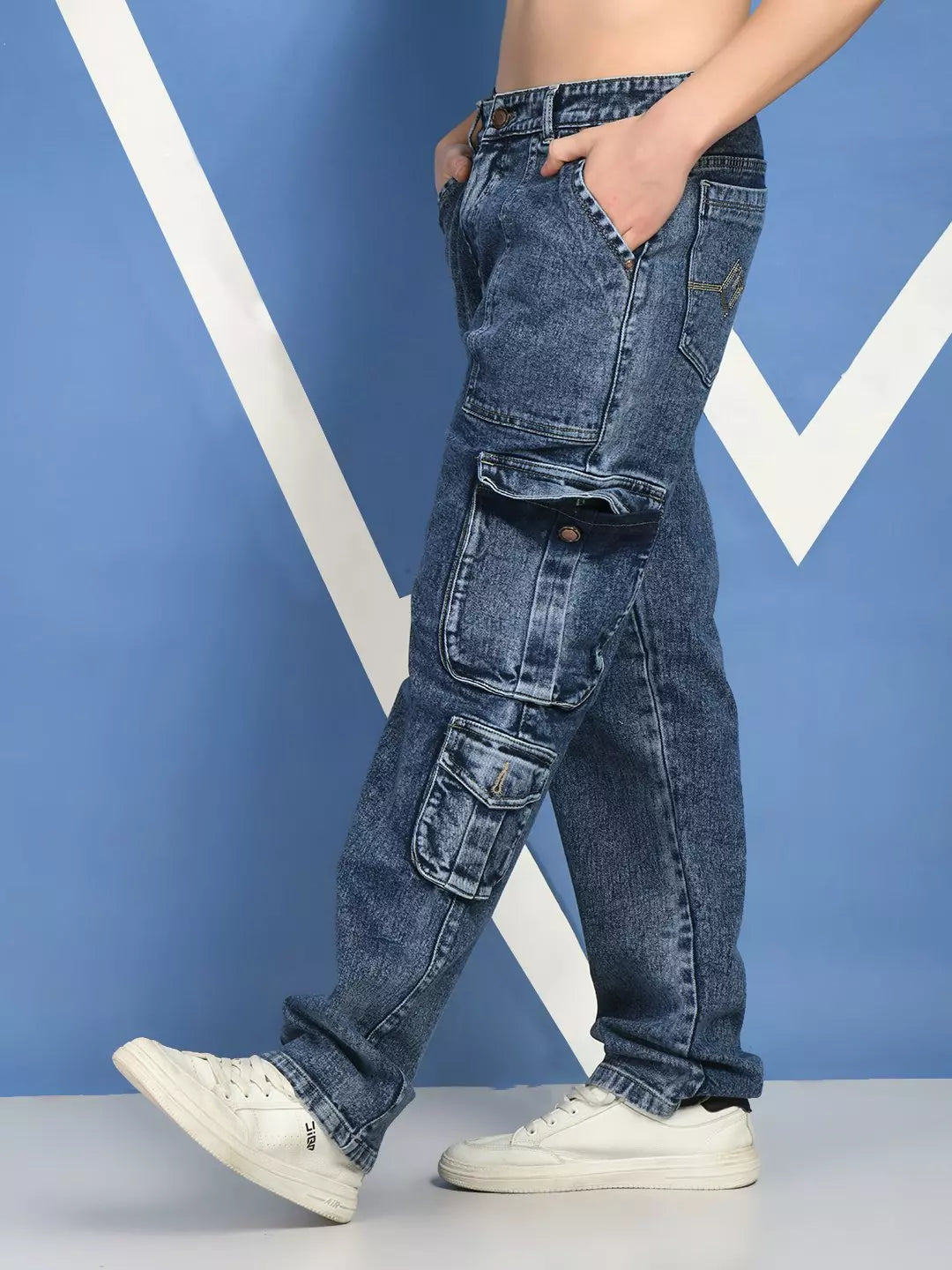 ck best blue denim cargo for men